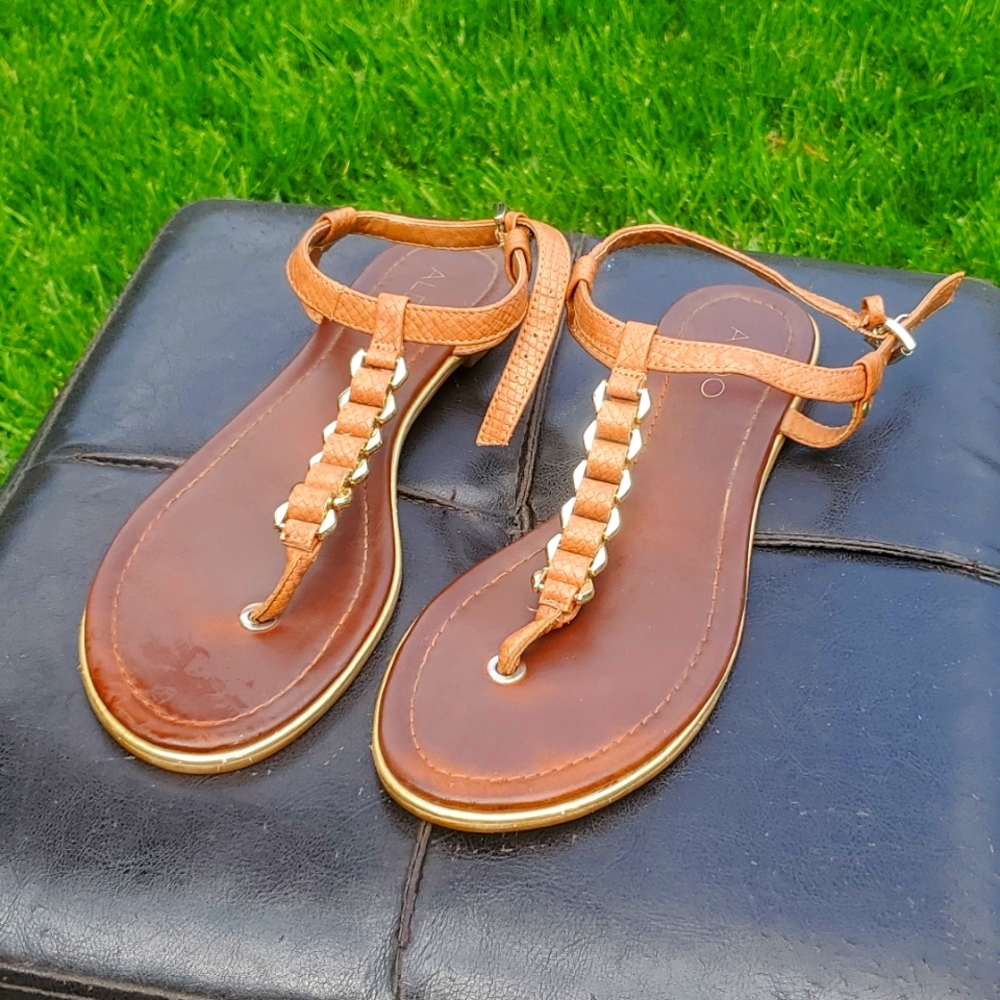 Leather Aldo sandals with gold detail